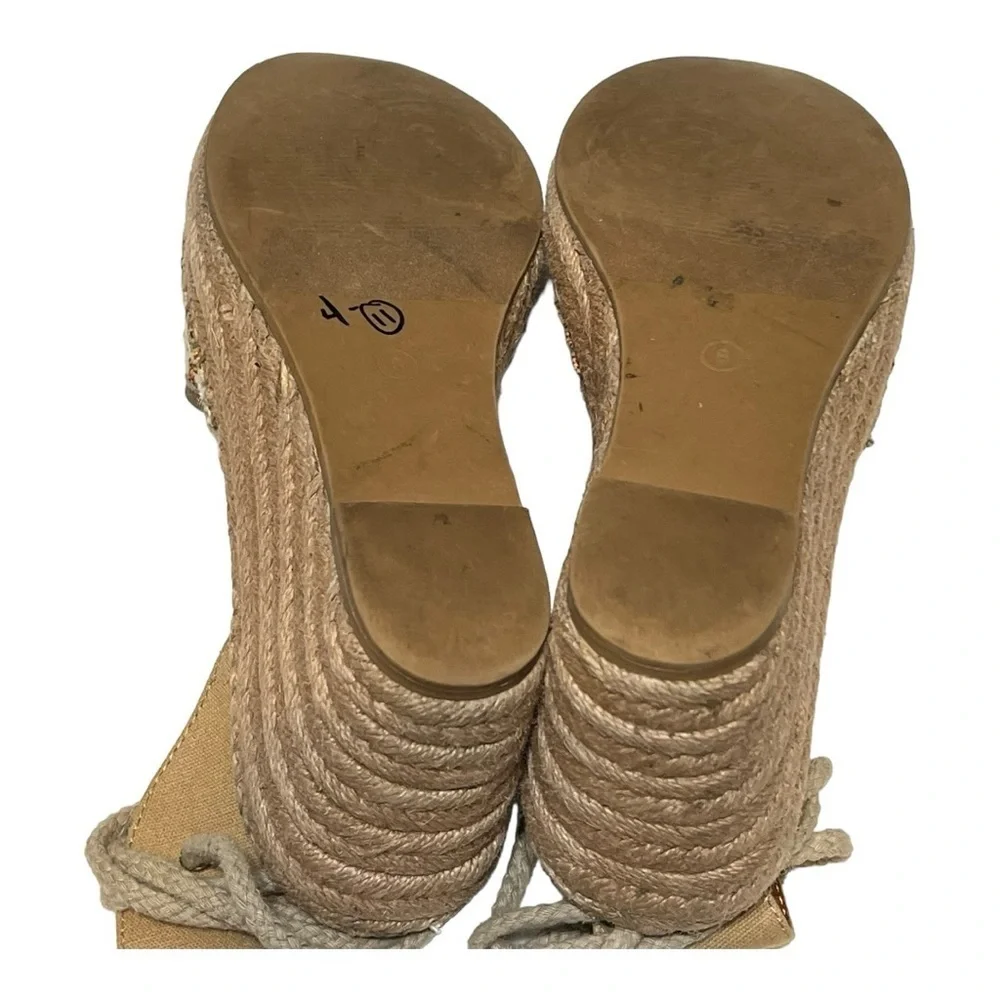 Dolce by Mojo Moxy Lace-Up Embroidery Platform Espadrille Wedge Sandal 8M